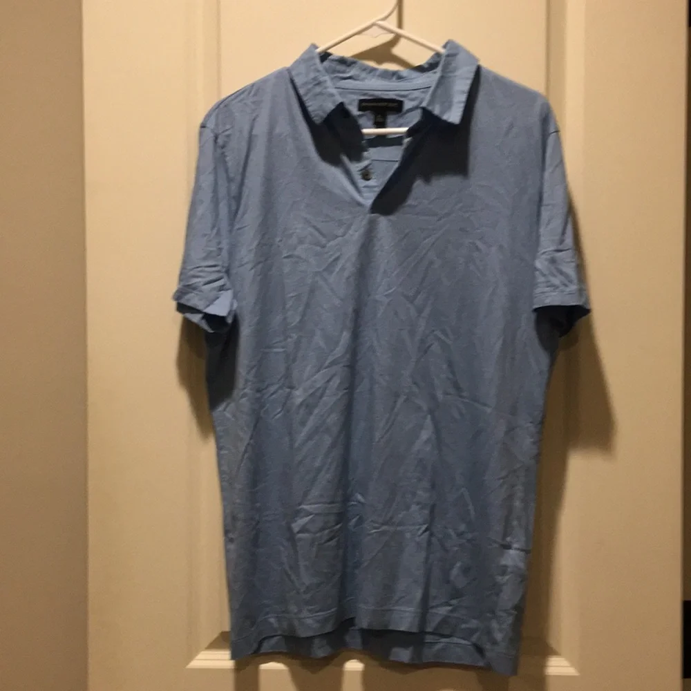 Banana Republic mens 1/4 button polo shirt collar short sleeves size L blue